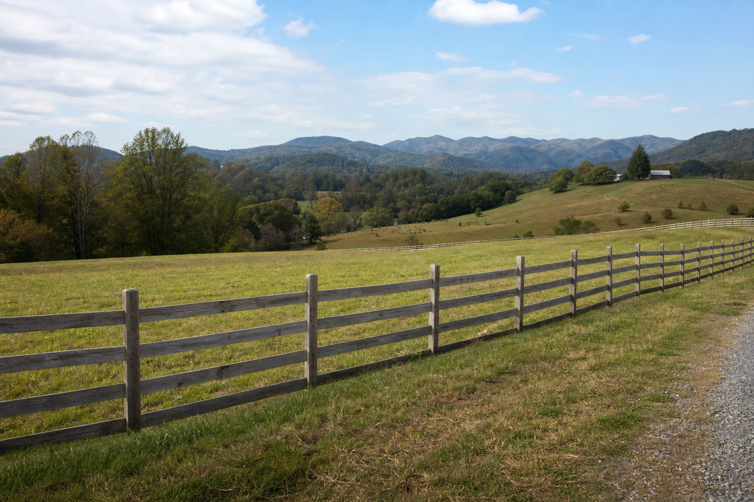 Split rail pasture fence